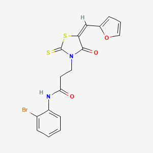 molecular formula C17H13BrN2O3S2 B2459764 (E)-N-(2-bromophenyl)-3-(5-(furan-2-ylmethylene)-4-oxo-2-thioxothiazolidin-3-yl)propanamide CAS No. 682783-55-7