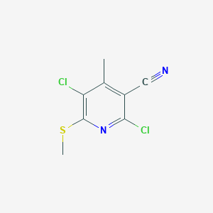 molecular formula C8H6Cl2N2S B2459767 2,5-Dichloro-4-methyl-6-(methylthio)nicotinonitrile CAS No. 886047-53-6