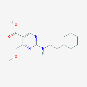 molecular formula C15H21N3O3 B2459779 2-{[2-(1-Cyclohexenyl)ethyl]amino}-4-(methoxymethyl)-5-pyrimidinecarboxylic acid CAS No. 1775441-50-3