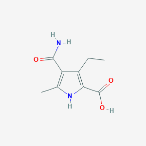 molecular formula C9H12N2O3 B2459790 4-carbamoyl-3-ethyl-5-methyl-1H-pyrrole-2-carboxylic acid CAS No. 1423029-63-3