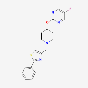 molecular formula C19H19FN4OS B2459791 4-[[4-(5-Fluoropyrimidin-2-yl)oxypiperidin-1-yl]methyl]-2-phenyl-1,3-thiazole CAS No. 2380081-59-2