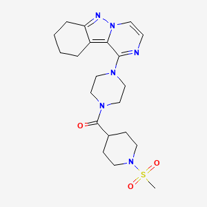 molecular formula C21H30N6O3S B2459792 (1-(Methylsulfonyl)piperidin-4-yl)(4-(7,8,9,10-tetrahydropyrazino[1,2-b]indazol-1-yl)piperazin-1-yl)methanone CAS No. 2034259-89-5
