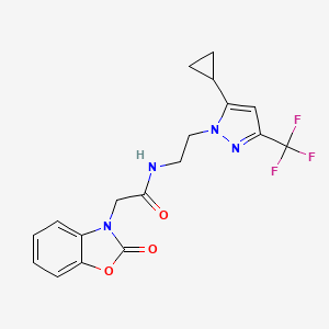 N-(2-(5-cyclopropyl-3-(trifluoromethyl)-1H-pyrazol-1-yl)ethyl)-2-(2-oxobenzo[d]oxazol-3(2H)-yl)acetamide