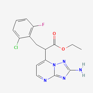 molecular formula C16H15ClFN5O2 B2459801 Ethyl 2-(2-amino[1,2,4]triazolo[1,5-a]pyrimidin-7-yl)-3-(2-chloro-6-fluorophenyl)propanoate CAS No. 477856-20-5
