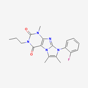 molecular formula C19H20FN5O2 B2459819 6-(2-氟苯基)-4,7,8-三甲基-2-丙基嘌呤[7,8-a]咪唑-1,3-二酮 CAS No. 878733-72-3