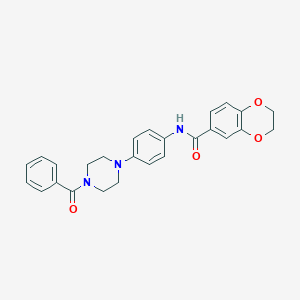molecular formula C26H25N3O4 B245982 N-[4-(4-benzoylpiperazin-1-yl)phenyl]-2,3-dihydro-1,4-benzodioxine-6-carboxamide 