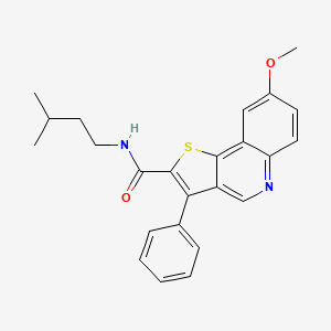 molecular formula C24H24N2O2S B2459823 8-methoxy-N-(3-methylbutyl)-3-phenylthieno[3,2-c]quinoline-2-carboxamide CAS No. 1223861-43-5