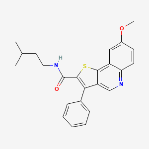 molecular formula C24H24N2O2S B2459823 8-甲氧基-N-(3-甲基丁基)-3-苯基噻吩并[3,2-c]喹啉-2-甲酰胺 CAS No. 1223861-43-5