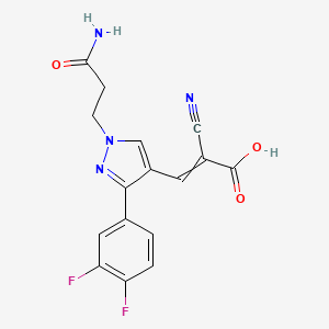 3-[1-(2-carbamoylethyl)-3-(3,4-difluorophenyl)-1H-pyrazol-4-yl]-2-cyanoprop-2-enoic acid