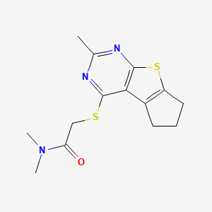 N,N-dimethyl-2-(2-methyl(5,6,7-trihydrocyclopenta[2,1-d]pyrimidino[4,5-b]thiop hen-4-ylthio))acetamide