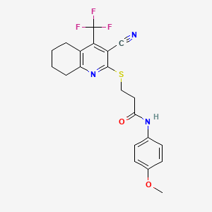 3-{[3-cyano-4-(trifluoromethyl)-5,6,7,8-tetrahydroquinolin-2-yl]sulfanyl}-N-(4-methoxyphenyl)propanamide