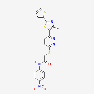 2-((6-(4-methyl-2-(thiophen-2-yl)thiazol-5-yl)pyridazin-3-yl)thio)-N-(4-nitrophenyl)acetamide