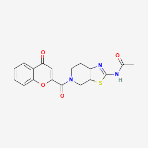 molecular formula C18H15N3O4S B2459912 N-(5-(4-oxo-4H-chromene-2-carbonyl)-4,5,6,7-tetrahydrothiazolo[5,4-c]pyridin-2-yl)acetamide CAS No. 1351653-59-2