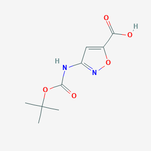 molecular formula C9H12N2O5 B2459916 3-[(2-Methylpropan-2-yl)oxycarbonylamino]-1,2-oxazole-5-carboxylic acid CAS No. 1897640-18-4