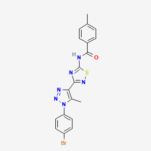 molecular formula C19H15BrN6OS B2459924 N-{3-[1-(4-bromophenyl)-5-methyl-1H-1,2,3-triazol-4-yl]-1,2,4-thiadiazol-5-yl}-4-methylbenzamide CAS No. 895103-64-7