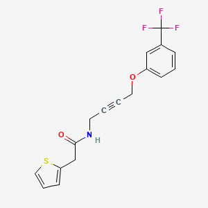molecular formula C17H14F3NO2S B2459926 2-(噻吩-2-基)-N-(4-(3-(三氟甲基)苯氧基)丁-2-炔-1-基)乙酰胺 CAS No. 1421482-27-0
