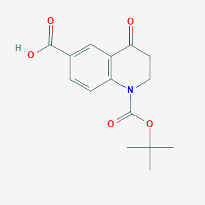 molecular formula C15H17NO5 B2459929 1-[(2-Methylpropan-2-yl)oxycarbonyl]-4-oxo-2,3-dihydroquinoline-6-carboxylic acid CAS No. 2248288-11-9