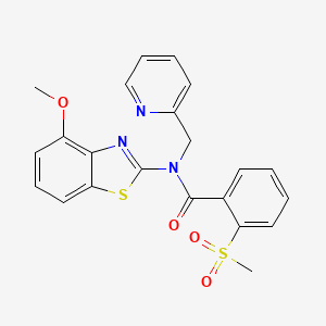 molecular formula C22H19N3O4S2 B2459931 N-(4-methoxybenzo[d]thiazol-2-yl)-2-(methylsulfonyl)-N-(pyridin-2-ylmethyl)benzamide CAS No. 886941-11-3