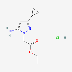 molecular formula C10H16ClN3O2 B2459935 Ethyl (5-amino-3-cyclopropyl-1H-pyrazol-1-yl)acetate hydrochloride CAS No. 1431964-83-8