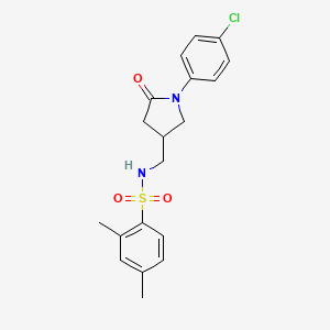molecular formula C19H21ClN2O3S B2459936 N-((1-(4-chlorophenyl)-5-oxopyrrolidin-3-yl)methyl)-2,4-dimethylbenzenesulfonamide CAS No. 954634-13-0