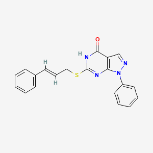 molecular formula C20H16N4OS B2459958 6-(cinnamylthio)-1-phenyl-1H-pyrazolo[3,4-d]pyrimidin-4(5H)-one CAS No. 946302-28-9