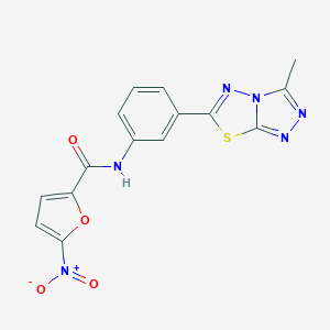 molecular formula C15H10N6O4S B245996 N-[3-(3-methyl[1,2,4]triazolo[3,4-b][1,3,4]thiadiazol-6-yl)phenyl]-5-nitrofuran-2-carboxamide 
