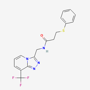 molecular formula C17H15F3N4OS B2459960 3-(phenylthio)-N-((8-(trifluoromethyl)-[1,2,4]triazolo[4,3-a]pyridin-3-yl)methyl)propanamide CAS No. 2034374-30-4
