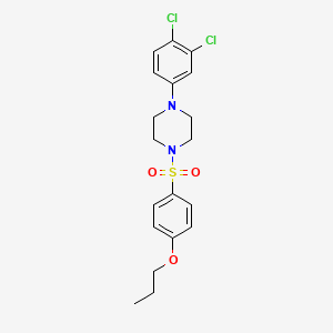 molecular formula C19H22Cl2N2O3S B2459968 1-(3,4-Dichlorophenyl)-4-(4-propoxybenzenesulfonyl)piperazine CAS No. 681852-80-2