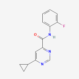molecular formula C14H12FN3O B2459982 6-Cyclopropyl-N-(2-fluorophenyl)pyrimidine-4-carboxamide CAS No. 2415603-13-1