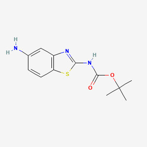 molecular formula C12H15N3O2S B2459983 Carbamic acid, (5-amino-2-benzothiazolyl)-, 1,1-dimethylethyl ester CAS No. 894427-09-9