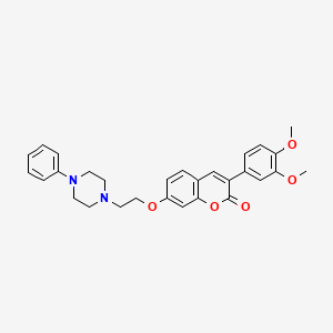 molecular formula C29H30N2O5 B2459988 3-(3,4-dimethoxyphenyl)-7-(2-(4-phenylpiperazin-1-yl)ethoxy)-2H-chromen-2-one CAS No. 903585-26-2