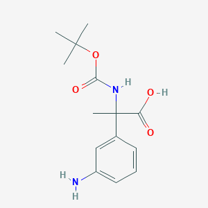 molecular formula C14H20N2O4 B2459996 2-(3-Aminophenyl)-2-((tert-butoxycarbonyl)amino)propanoic acid CAS No. 2126163-31-1
