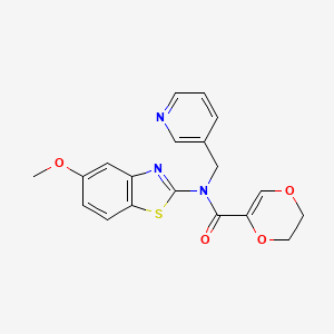 molecular formula C19H17N3O4S B2460008 N-(5-甲氧基苯并[d]噻唑-2-基)-N-(吡啶-3-基甲基)-5,6-二氢-1,4-二恶杂环-2-甲酰胺 CAS No. 895415-44-8