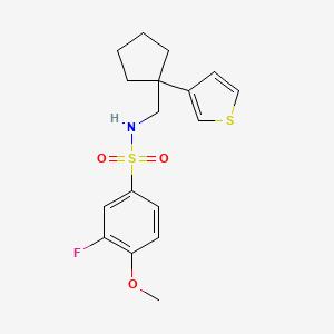 B2460024 3-fluoro-4-methoxy-N-((1-(thiophen-3-yl)cyclopentyl)methyl)benzenesulfonamide CAS No. 2034518-33-5