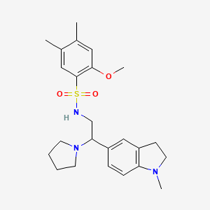 molecular formula C24H33N3O3S B2460042 2-methoxy-4,5-dimethyl-N-(2-(1-methylindolin-5-yl)-2-(pyrrolidin-1-yl)ethyl)benzenesulfonamide CAS No. 946241-63-0