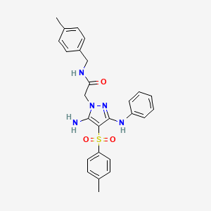 molecular formula C26H27N5O3S B2460045 2-(5-amino-3-(phenylamino)-4-tosyl-1H-pyrazol-1-yl)-N-(4-methylbenzyl)acetamide CAS No. 1020502-39-9