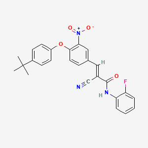 molecular formula C26H22FN3O4 B2460060 (E)-3-[4-(4-tert-butylphenoxy)-3-nitrophenyl]-2-cyano-N-(2-fluorophenyl)prop-2-enamide CAS No. 568569-54-0