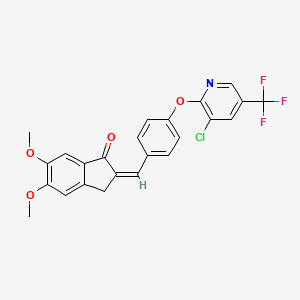 molecular formula C24H17ClF3NO4 B2460067 (2Z)-2-[[4-[3-chloro-5-(trifluoromethyl)pyridin-2-yl]oxyphenyl]methylidene]-5,6-dimethoxy-3H-inden-1-one CAS No. 1025277-30-8