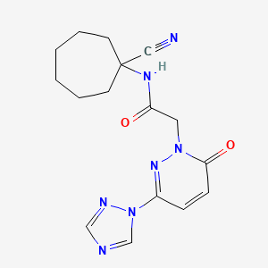 molecular formula C16H19N7O2 B2460069 N-(1-cyanocycloheptyl)-2-[6-oxo-3-(1H-1,2,4-triazol-1-yl)-1,6-dihydropyridazin-1-yl]acetamide CAS No. 1197626-56-4