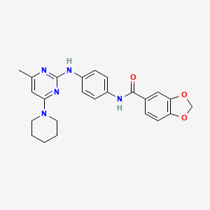 molecular formula C24H25N5O3 B2460075 N-(4-((4-甲基-6-(哌啶-1-基)嘧啶-2-基)氨基)苯基)苯并[d][1,3]二氧杂环-5-甲酰胺 CAS No. 941923-77-9