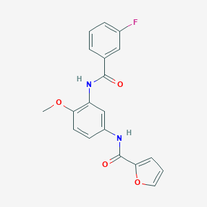 molecular formula C19H15FN2O4 B246009 N-{3-[(3-fluorobenzoyl)amino]-4-methoxyphenyl}-2-furamide 