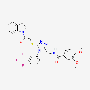 N-((5-((2-(indolin-1-yl)-2-oxoethyl)thio)-4-(3-(trifluoromethyl)phenyl)-4H-1,2,4-triazol-3-yl)methyl)-3,4-dimethoxybenzamide