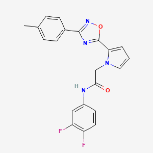 molecular formula C21H16F2N4O2 B2460103 N-(3,4-difluorophenyl)-2-{2-[3-(4-methylphenyl)-1,2,4-oxadiazol-5-yl]-1H-pyrrol-1-yl}acetamide CAS No. 1260938-31-5