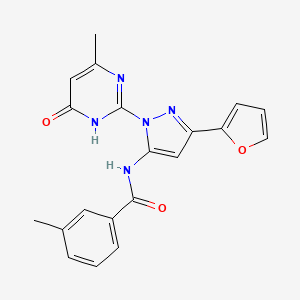 N-(3-(furan-2-yl)-1-(4-methyl-6-oxo-1,6-dihydropyrimidin-2-yl)-1H-pyrazol-5-yl)-3-methylbenzamide