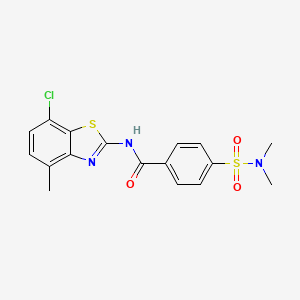 molecular formula C17H16ClN3O3S2 B2460110 N-(7-chloro-4-methyl-1,3-benzothiazol-2-yl)-4-(dimethylsulfamoyl)benzamide CAS No. 904818-43-5