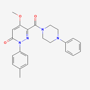 molecular formula C23H24N4O3 B2460111 5-Methoxy-2-(4-methylphenyl)-6-(4-phenylpiperazine-1-carbonyl)pyridazin-3-one CAS No. 941969-36-4