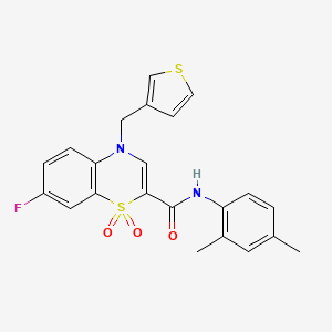 molecular formula C22H19FN2O3S2 B2460113 N-(2,4-二甲苯基)-7-氟-4-(噻吩-3-基甲基)-4H-苯并[b][1,4]噻嗪-2-甲酰胺 1,1-二氧化物 CAS No. 2034512-27-9