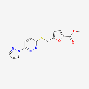 methyl 5-(((6-(1H-pyrazol-1-yl)pyridazin-3-yl)thio)methyl)furan-2-carboxylate