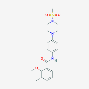 molecular formula C20H25N3O4S B246014 N-[4-(4-Methanesulfonyl-piperazin-1-yl)-phenyl]-2-methoxy-3-methyl-benzamide 