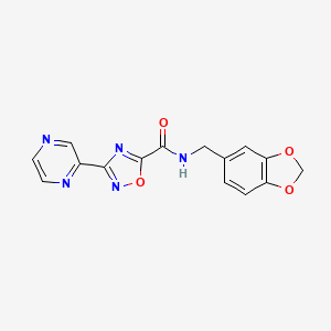molecular formula C15H11N5O4 B2460144 N-(苯并[d][1,3]二氧杂环戊-5-基甲基)-3-(吡嗪-2-基)-1,2,4-恶二唑-5-甲酰胺 CAS No. 1219904-26-3